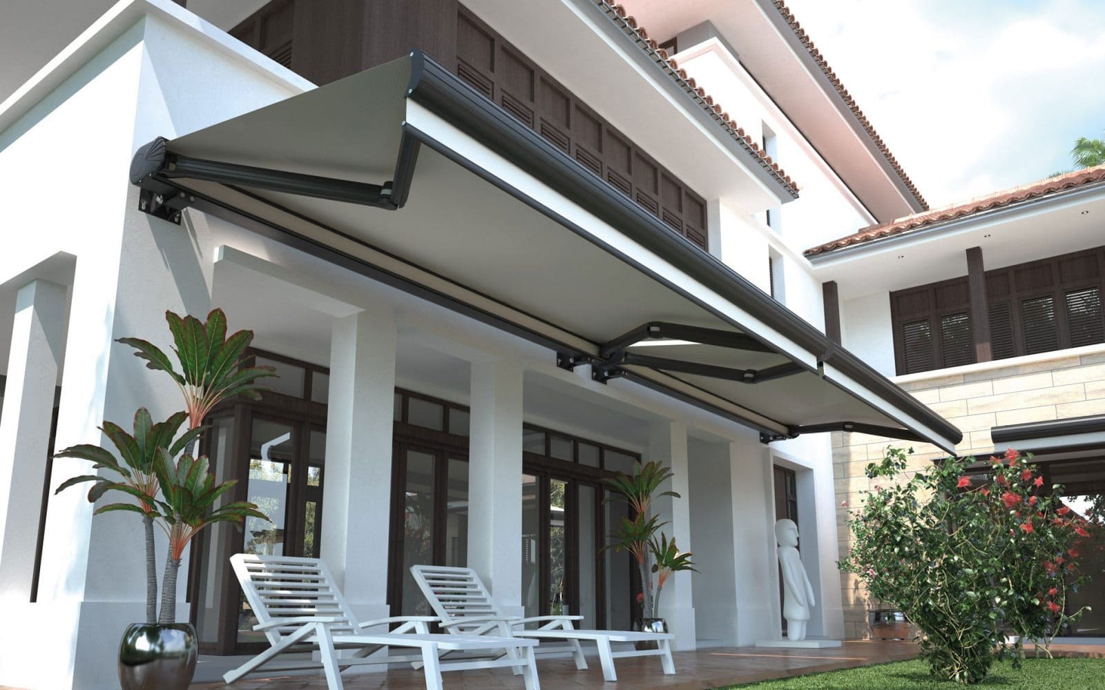 Range of retractable awning fabric color and texture options in Dubai